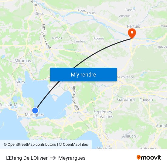 L'Etang De L'Olivier to Meyrargues map