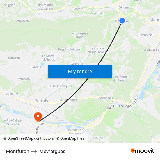 Montfuron to Meyrargues map