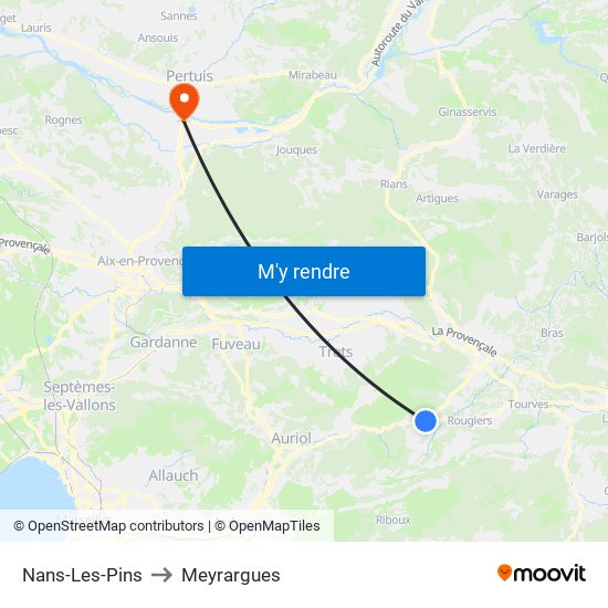 Nans-Les-Pins to Meyrargues map
