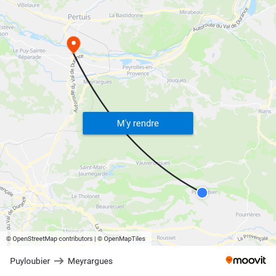 Puyloubier to Meyrargues map