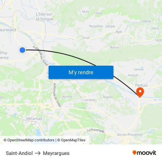 Saint-Andiol to Meyrargues map