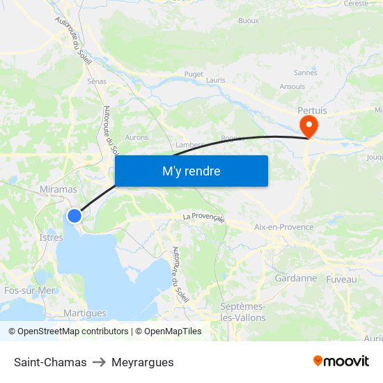 Saint-Chamas to Meyrargues map