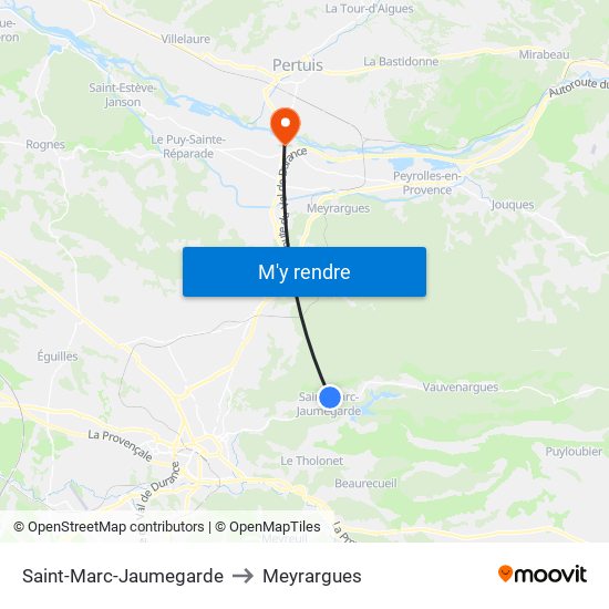 Saint-Marc-Jaumegarde to Meyrargues map