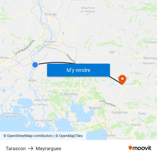 Tarascon to Meyrargues map