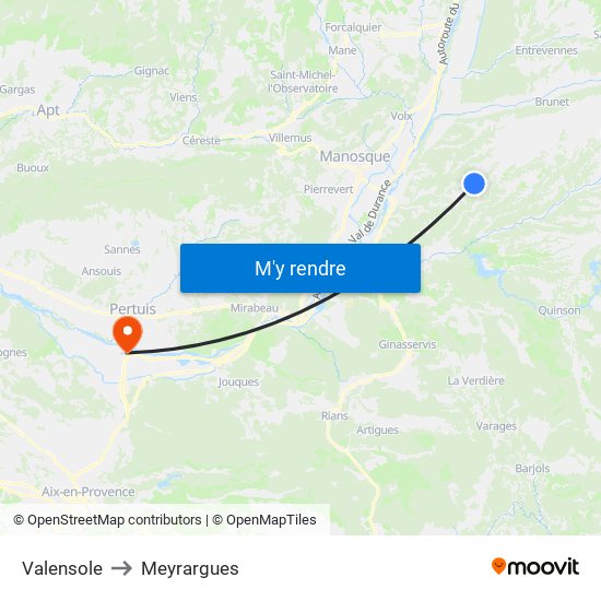 Valensole to Meyrargues map