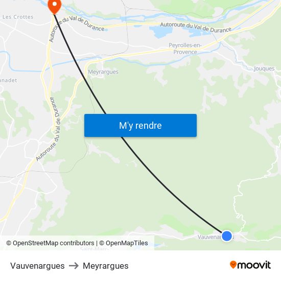 Vauvenargues to Meyrargues map