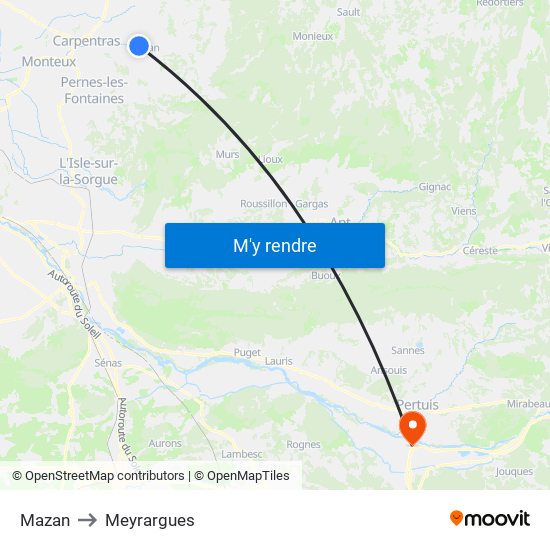 Mazan to Meyrargues map