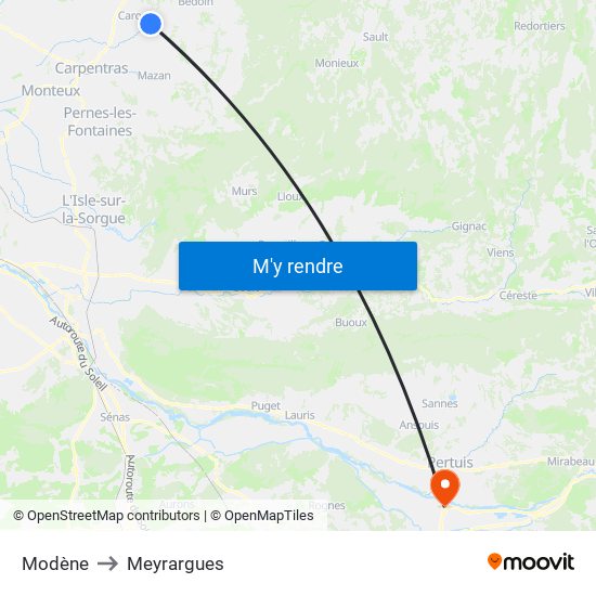 Modène to Meyrargues map