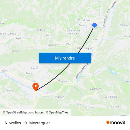 Niozelles to Meyrargues map