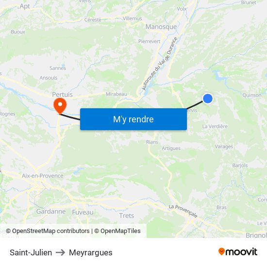 Saint-Julien to Meyrargues map