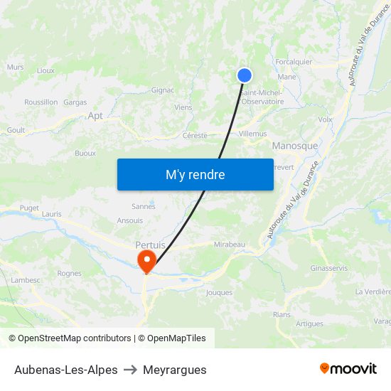 Aubenas-Les-Alpes to Meyrargues map