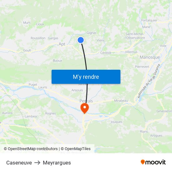 Caseneuve to Meyrargues map