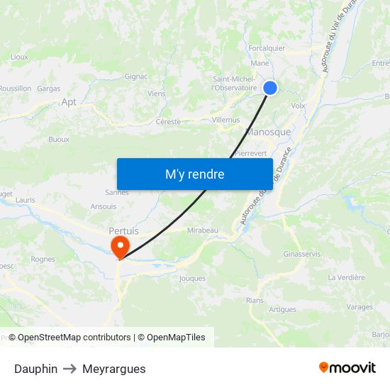 Dauphin to Meyrargues map