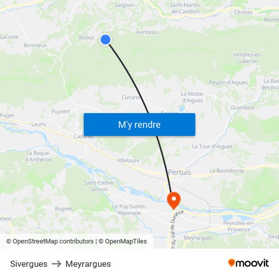 Sivergues to Meyrargues map