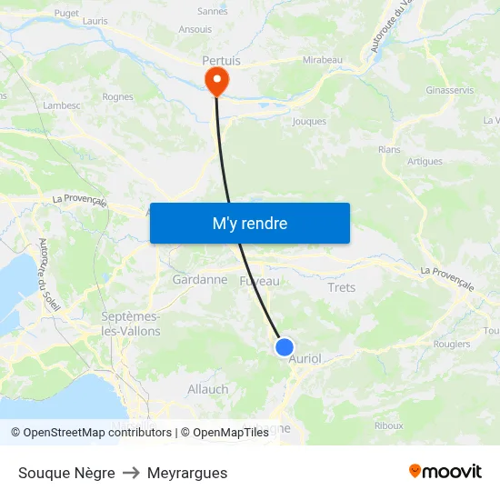Souque Nègre to Meyrargues map