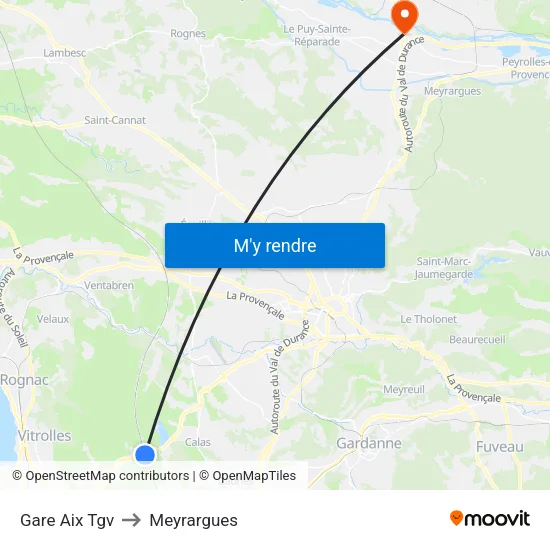 Gare Aix Tgv to Meyrargues map
