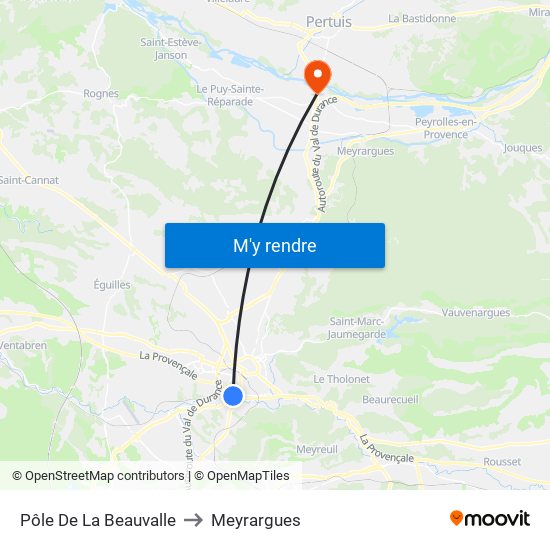 Pôle De La Beauvalle to Meyrargues map
