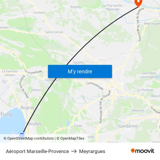 Aéroport Marseille-Provence to Meyrargues map