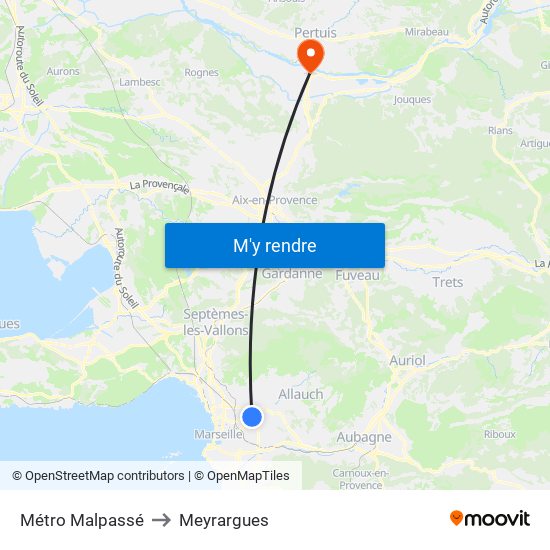 Métro Malpassé to Meyrargues map