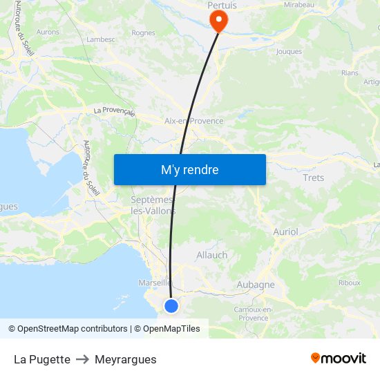 La Pugette to Meyrargues map