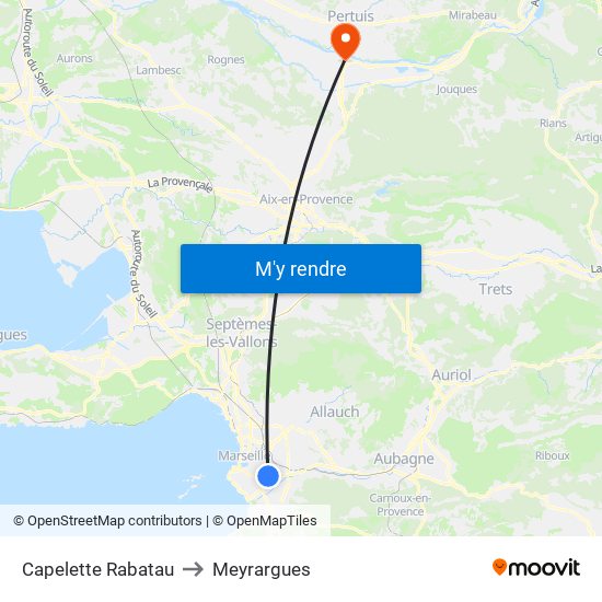 Capelette Rabatau to Meyrargues map