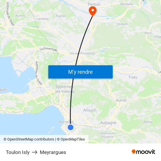 Toulon Isly to Meyrargues map