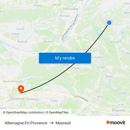 Allemagne-En-Provence to Meyreuil map