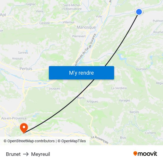 Brunet to Meyreuil map