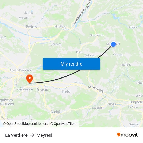 La Verdière to Meyreuil map