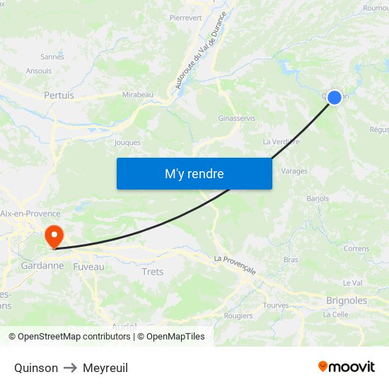 Quinson to Meyreuil map