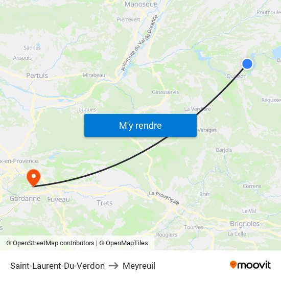 Saint-Laurent-Du-Verdon to Meyreuil map