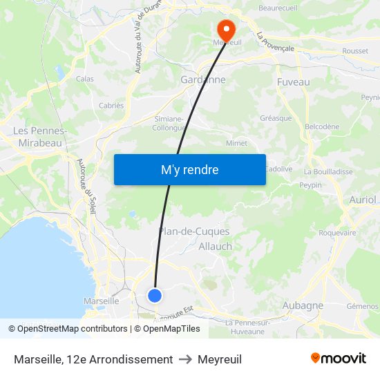 Marseille, 12e Arrondissement to Meyreuil map