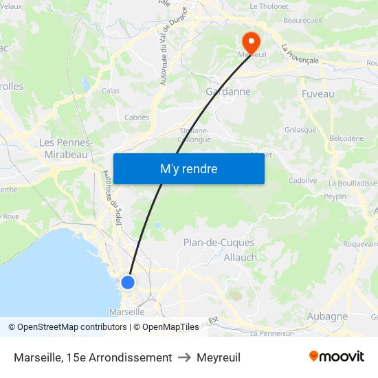 Marseille, 15e Arrondissement to Meyreuil map