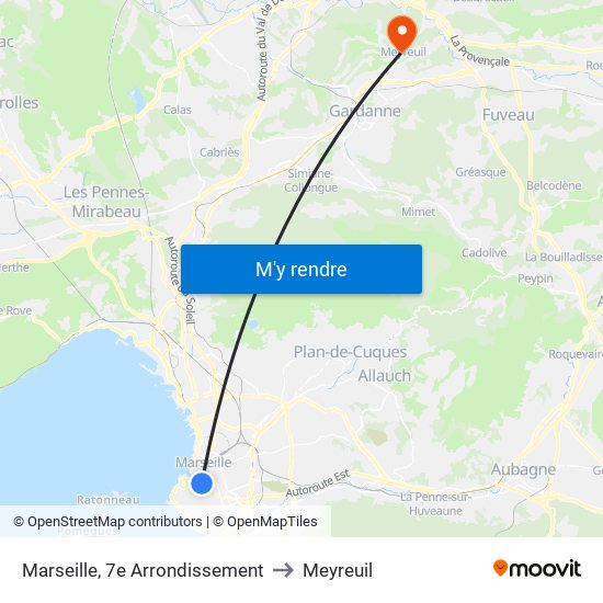 Marseille, 7e Arrondissement to Meyreuil map