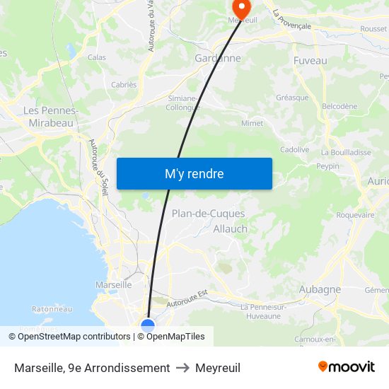 Marseille, 9e Arrondissement to Meyreuil map