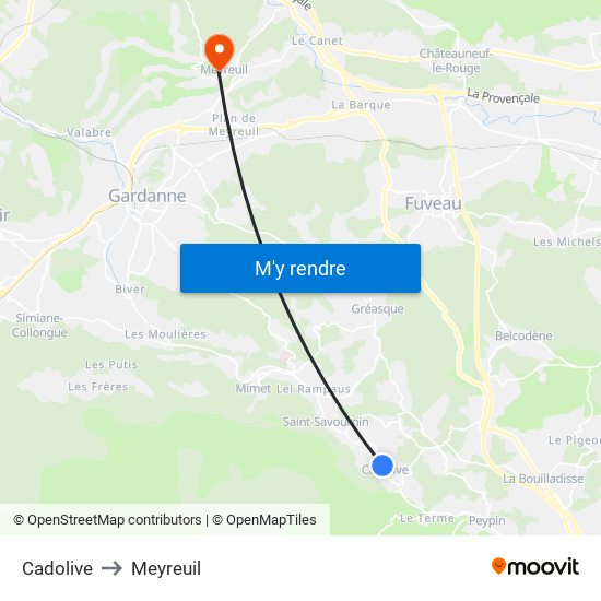 Cadolive to Meyreuil map