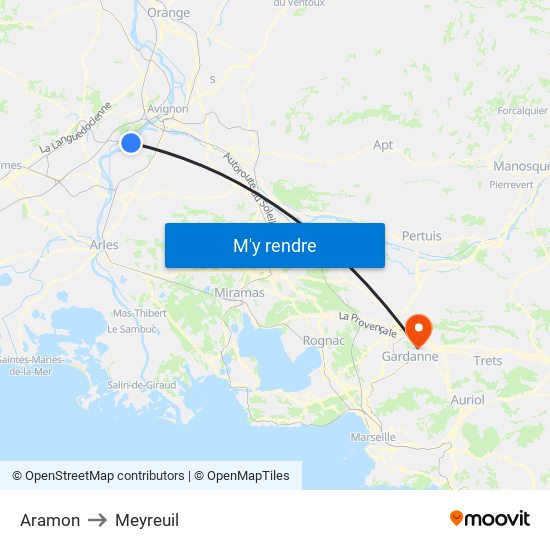 Aramon to Meyreuil map