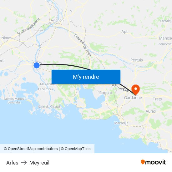 Arles to Meyreuil map