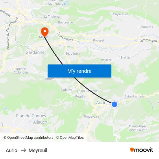 Auriol to Meyreuil map