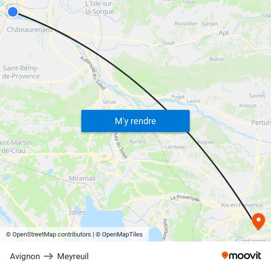 Avignon to Meyreuil map