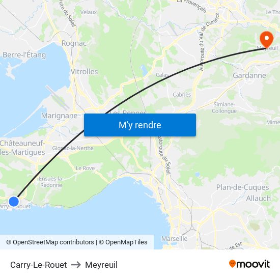 Carry-Le-Rouet to Meyreuil map