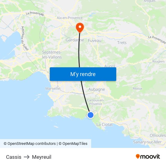 Cassis to Meyreuil map