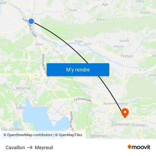 Cavaillon to Meyreuil map
