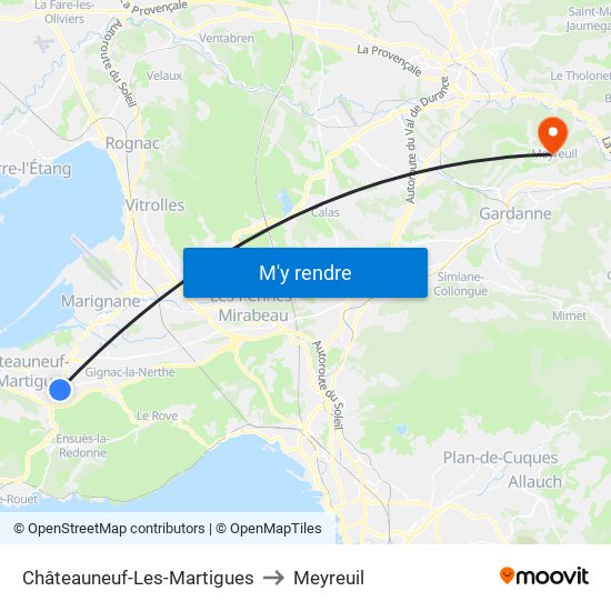 Châteauneuf-Les-Martigues to Meyreuil map