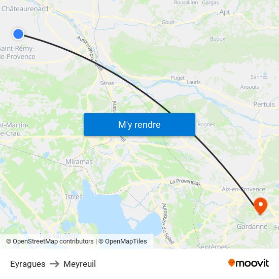 Eyragues to Meyreuil map