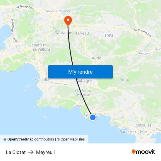 La Ciotat to Meyreuil map