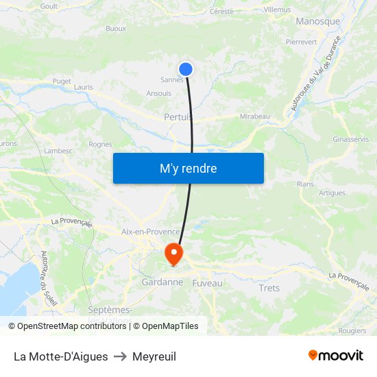 La Motte-D'Aigues to Meyreuil map