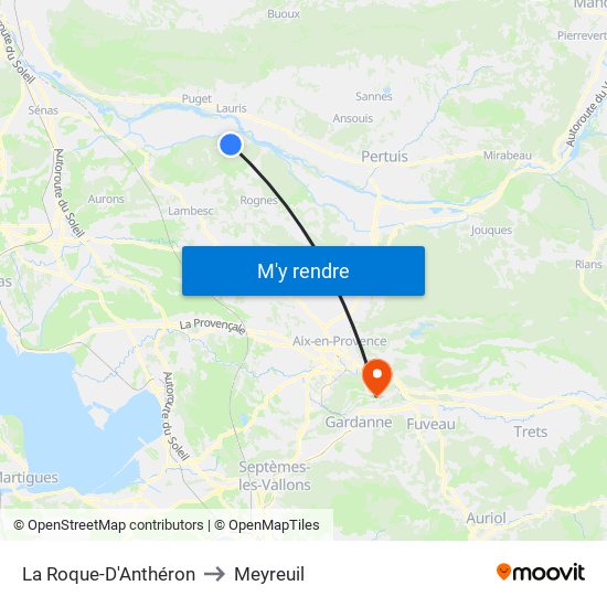 La Roque-D'Anthéron to Meyreuil map