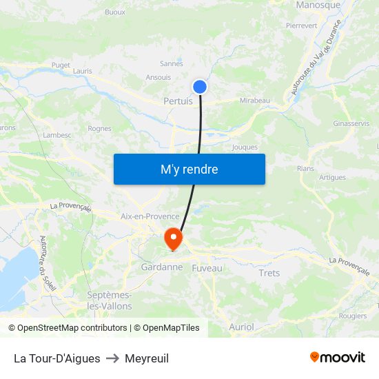 La Tour-D'Aigues to Meyreuil map