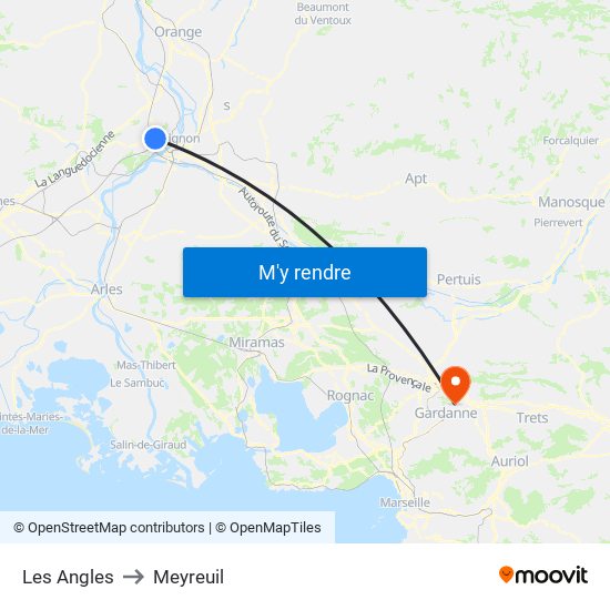 Les Angles to Meyreuil map